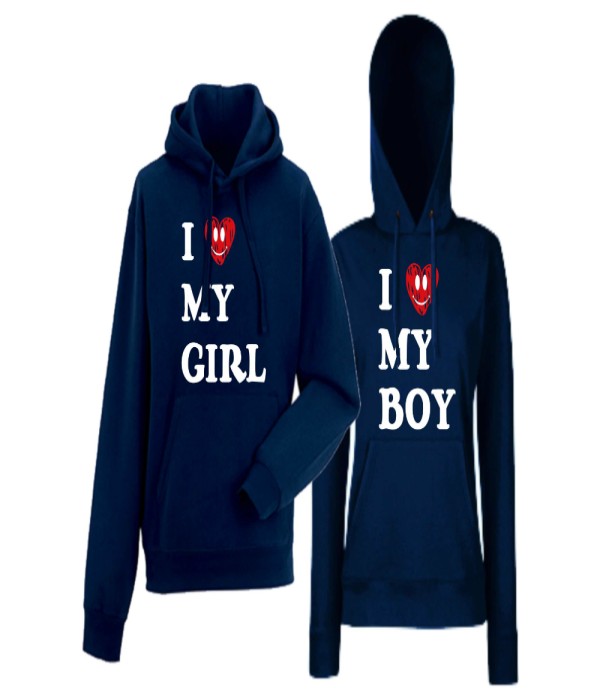 Hanorace pentru Cupluri I LOVE MY BOYGIRL navy Hanorace pentru Cupluri I LOVE MY BOYGIRL navy
