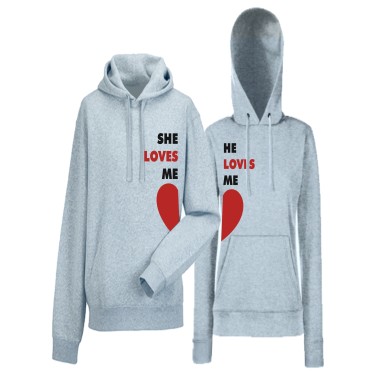 Hanorace pentru Cupluri SheHe Loves Me gri Hanorace pentru Cupluri SheHe Loves Me gri