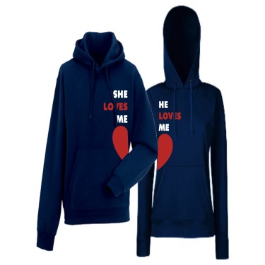 Hanorace pentru Cupluri SheHe Loves Me navy Hanorace pentru Cupluri SheHe Loves Me navy