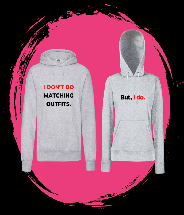 Set hanorace pentru cuplu pe gri Matching Outfits