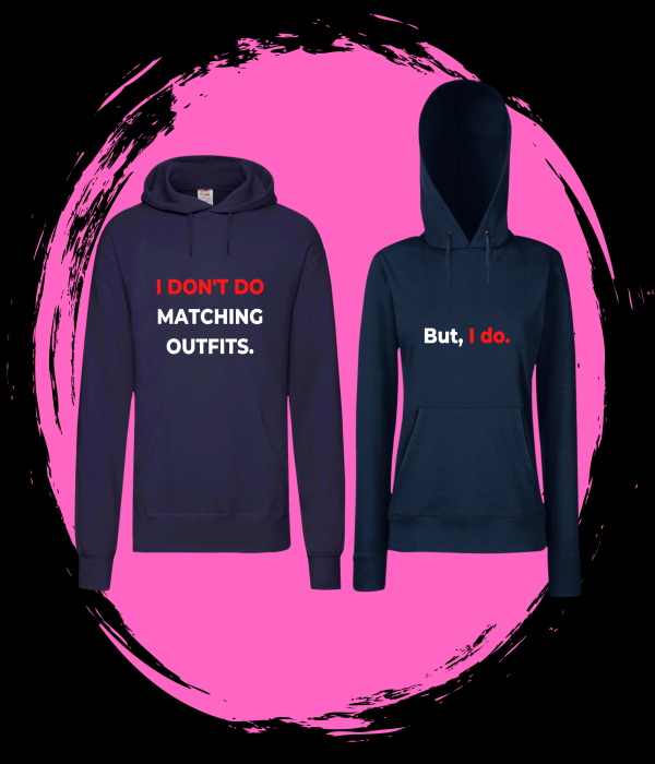 Set hanorace pentru cuplu pe albastru inchis Matching Outfits Set hanorace pentru cuplu pe albastru inchis Matching Outfits