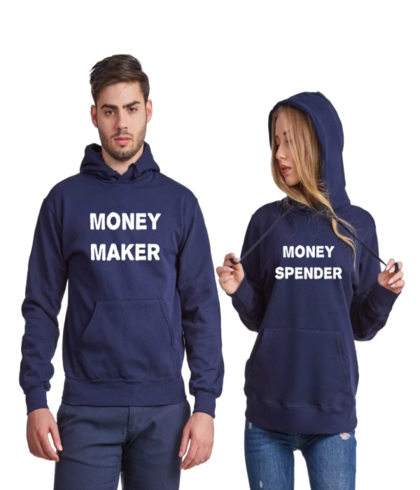 Hanorace pentru cuplu gri Money Maker and Money Spender Hanorace pentru cuplu gri Money Maker and Money Spender
