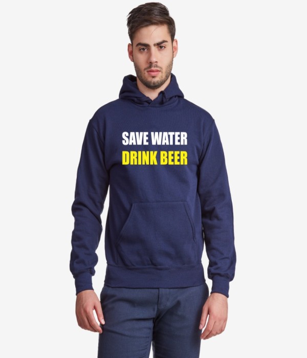 Hanorac de barbat Save Water Drink Beer albastru inchis Hanorac de barbat Save Water Drink Beer albastru inchis