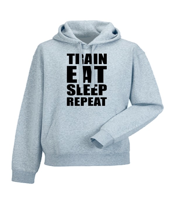 Hanorac pentru Barbati Train, Eat, Sleap gri 