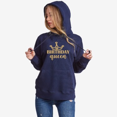 Hanorac de dama Birthday Queen albastru inchis Hanorac de dama Birthday Queen albastru inchis
