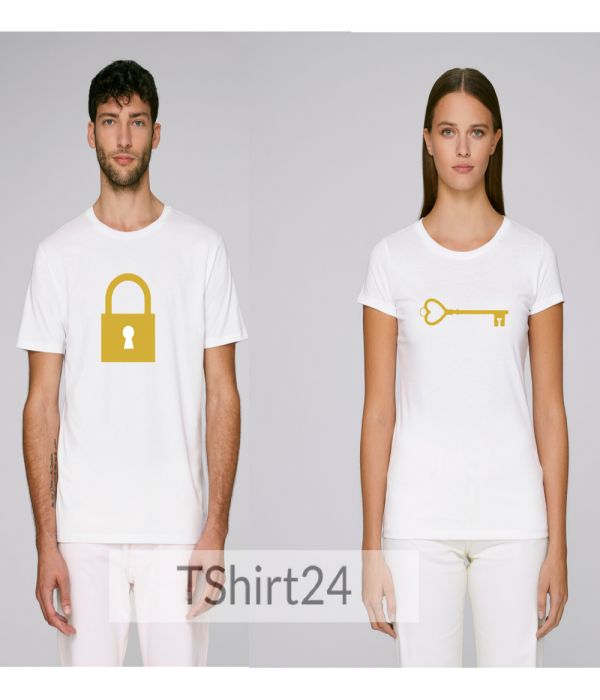 Tricouri pentru cupluri din bumbac organic The key to unlock