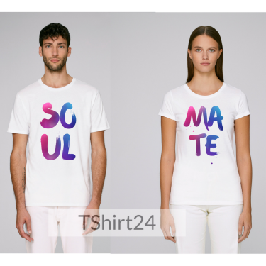 Tricouri pentru cupluri din bumbac organic SO-UL MA-TE Tricouri pentru cupluri din bumbac organic SO-UL MA-TE