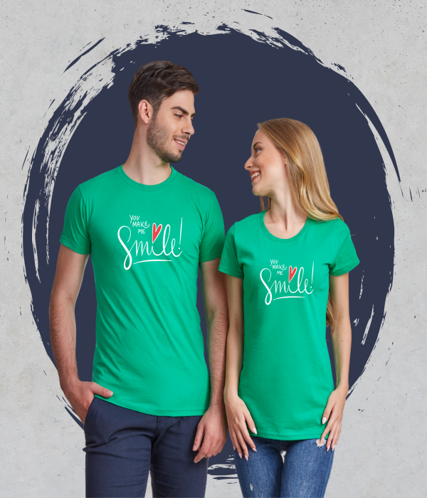 Tricouri pentru cuplu pe verde You make me smile! Tricouri pentru cuplu pe verde You make me smile!