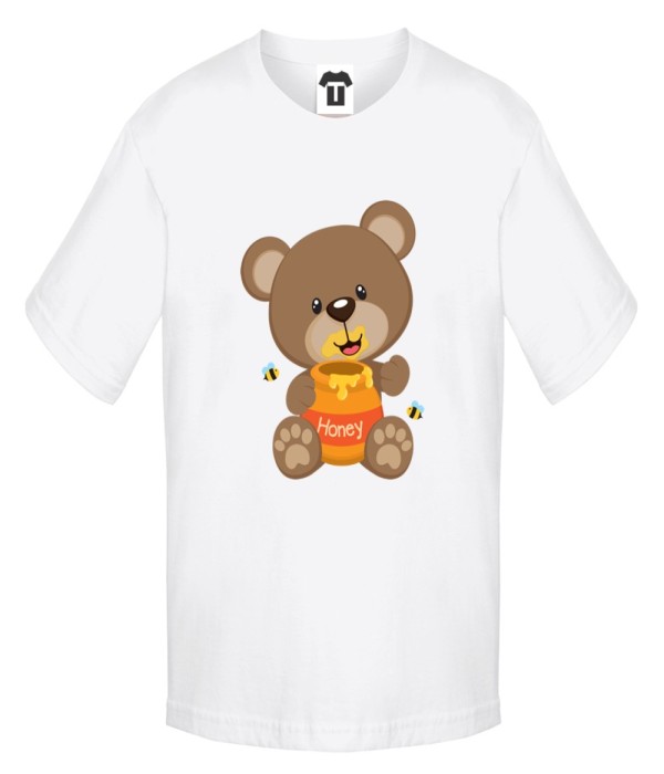 Tricou de copii pe alb Bear Honey