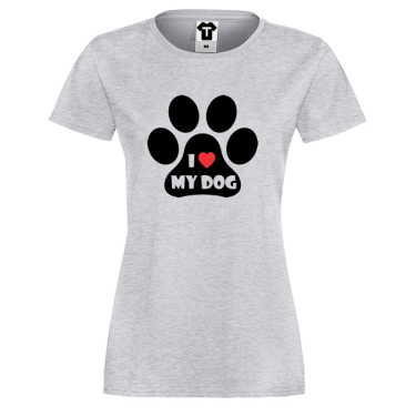 Tricou de dama gri I LOVE MY DOG Tricou de dama gri I LOVE MY DOG