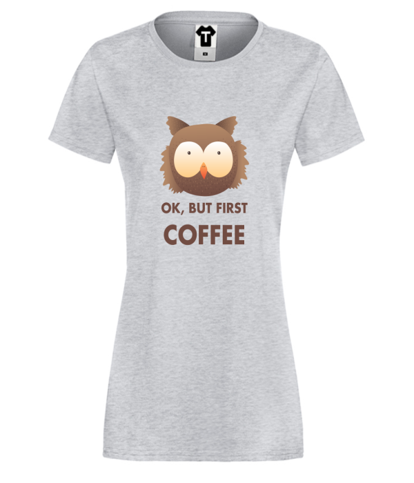 Tricou de dama gri Coffe First Tricou de dama gri Coffe First