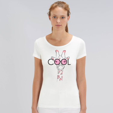 Tricou de femei alb din bumbac organic Cool Giraffe