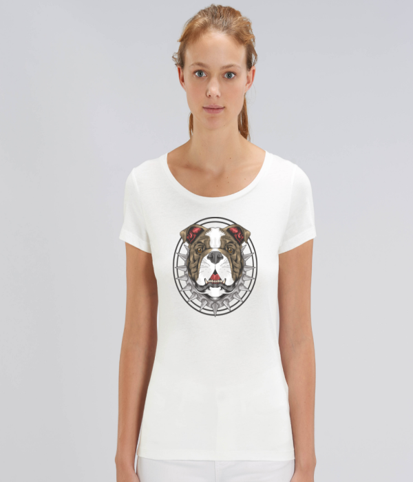 Tricou de femei alb din bumbac organic Beast Dog Tricou de femei alb din bumbac organic Beast Dog