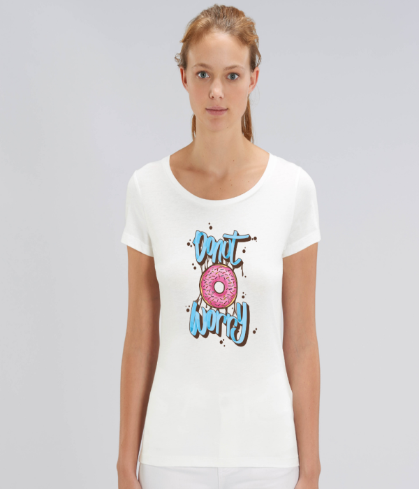Tricou de femei alb din bumbac organic Donut Worry