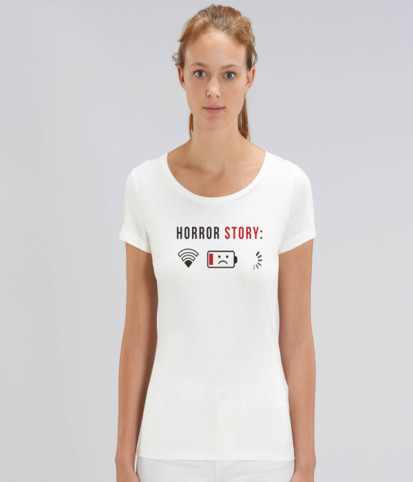 Tricou de femei alb din bumbac organic Horror Story Tricou de femei alb din bumbac organic Horror Story
