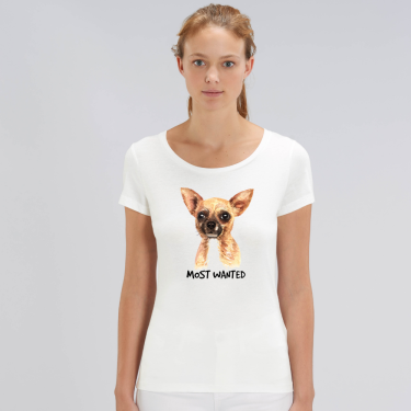 Tricou de femei alb din bumbac organic Wanted Dog Tricou de femei alb din bumbac organic Wanted Dog