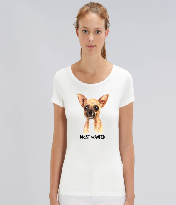 Tricou de femei alb din bumbac organic Wanted Dog Tricou de femei alb din bumbac organic Wanted Dog