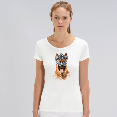 Tricou de femei alb din bumbac organic Gangsta Dog