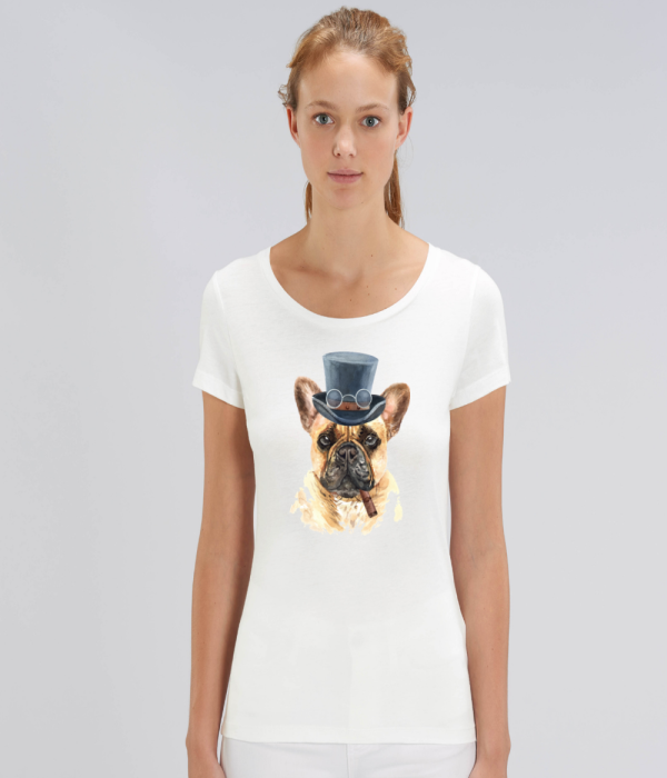 Tricou de femei alb din bumbac organic Dog with a cigar Tricou de femei alb din bumbac organic Dog with a cigar