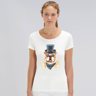 Tricou de femei alb din bumbac organic Gentleman Dog