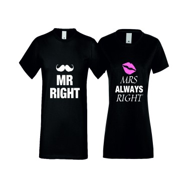Tricouri pentru cupluri ALWAYS RIGHT 003 negru
