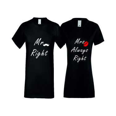 Tricouri pentru cupluri ALWAYS RIGHT 004 negru