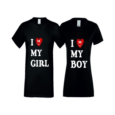 Tricouri pentru cupluri I LOVE MY BOY-GIRL negru