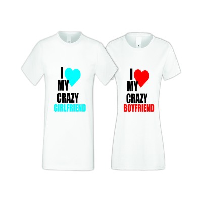 Tricouri pentru cupluri I Love My Crazy Tricouri pentru cupluri I Love My Crazy