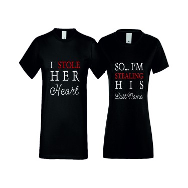 Tricouri pentru cupluri I STOLE HER HEART negru