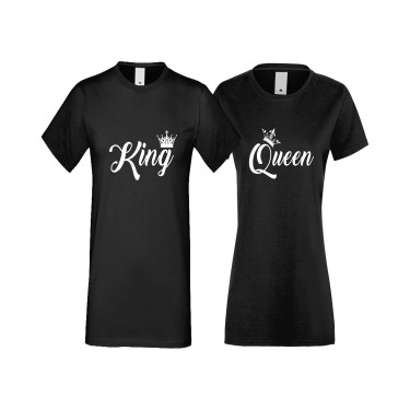 Tricouri pentru cupluri KING and QUEEN 4 negru
