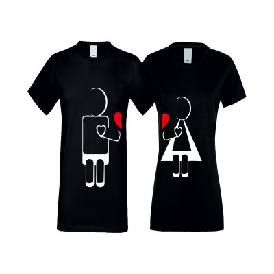 Tricouri pentru cupluri ROBOT LOVE negru Tricouri pentru cupluri ROBOT LOVE negru