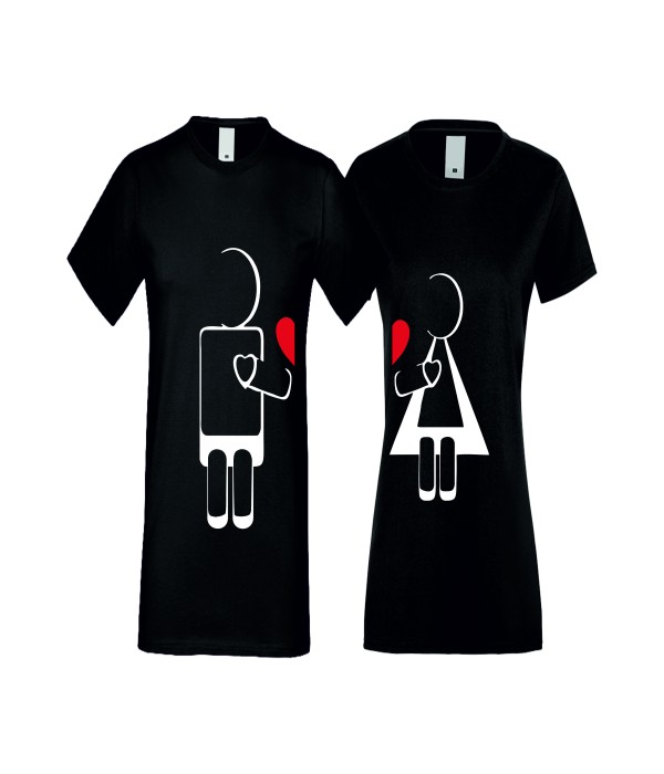 Tricouri pentru cupluri ROBOT LOVE negru Tricouri pentru cupluri ROBOT LOVE negru