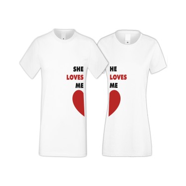 Tricouri pentru cupluri She Loves Me - He Loves Me 