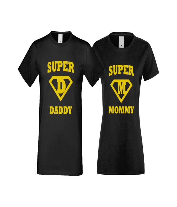 Tricouri pentru cupluri SuperDaddy - Super Mommy negru