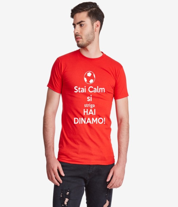 Tricou de barbat negru Stai Calm Si Striga hai Dinamo