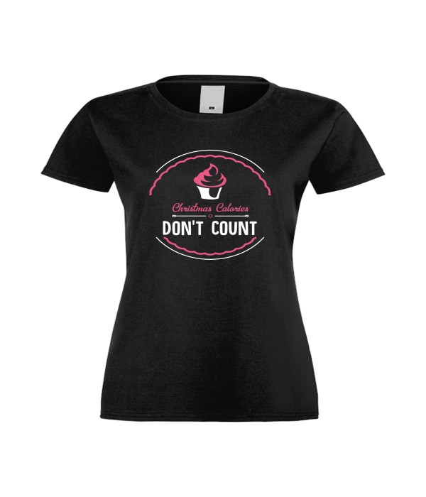 Tricou de dama Christmas calories 2 Negru Tricou de dama Christmas calories 2 Negru