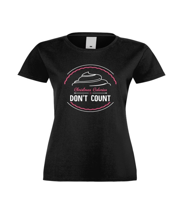 Tricou de dama Christmas calories Negru