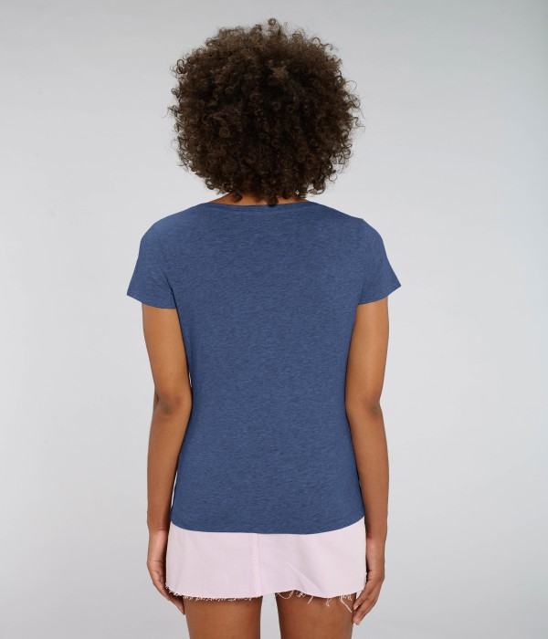 Tricou de femei din 100% bumbac organic pe culoarea indigo