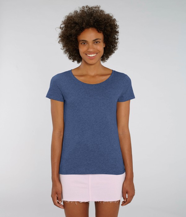 Tricou de femei din 100% bumbac organic pe culoarea indigo