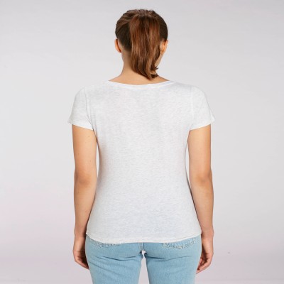 Tricou de femei din 100% bumbac organic pe gri-alb Tricou de femei din 100% bumbac organic pe gri-alb