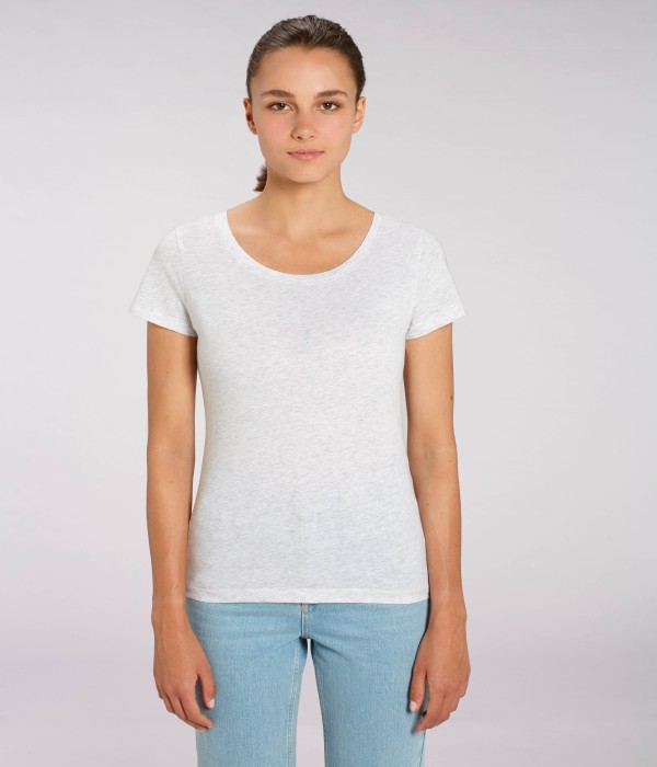 Tricou de femei din 100% bumbac organic pe gri-alb Tricou de femei din 100% bumbac organic pe gri-alb