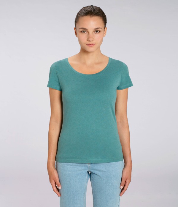 Tricou de femei din 100% bumbac organic verde-turcoaz