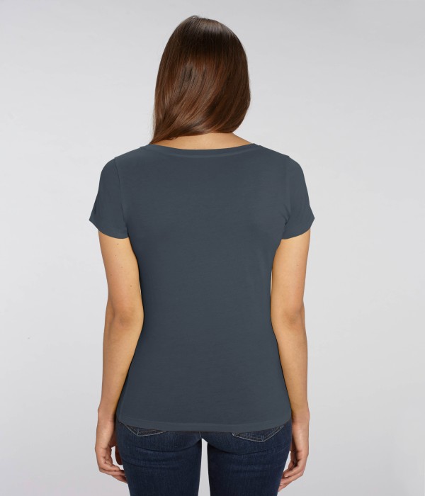 Tricou de femei din 100% bumbac organic pe albastru-gri Tricou de femei din 100% bumbac organic pe albastru-gri