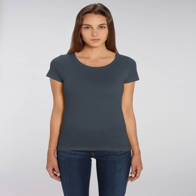 Tricou de femei din 100% bumbac organic pe albastru-gri Tricou de femei din 100% bumbac organic pe albastru-gri