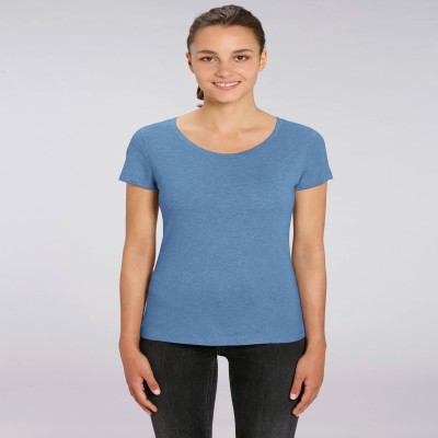 Tricou de femei din 100% bumbac organic pe culoarea indigo albastru