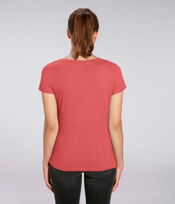 Tricou de femei din 100% bumbac organic pe culoare coral inchis Tricou de femei din 100% bumbac organic pe culoare coral inchis