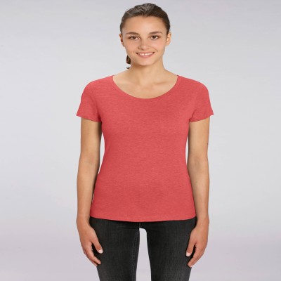 Tricou de femei din 100% bumbac organic pe culoare coral inchis Tricou de femei din 100% bumbac organic pe culoare coral inchis