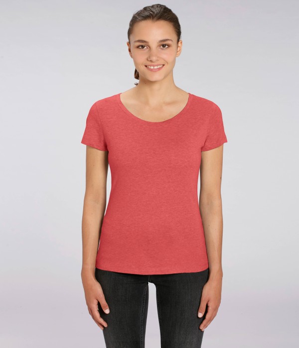 Tricou de femei din 100% bumbac organic pe culoare coral inchis Tricou de femei din 100% bumbac organic pe culoare coral inchis