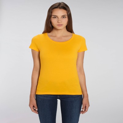 Tricou de femei din 100% bumbac organic pe galben Tricou de femei din 100% bumbac organic pe galben