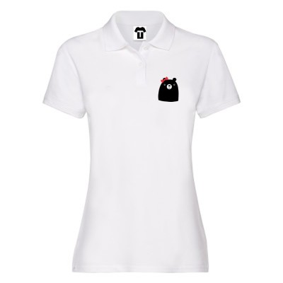 Tricou/Camasa stil Polo de dama sin 100% bumbac organic Big Bear pe alb sau negru